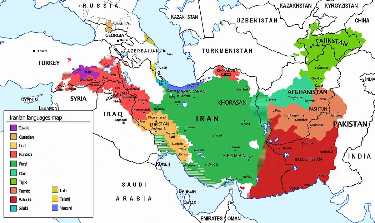 İrani dillerin haritası (Vikipediden)